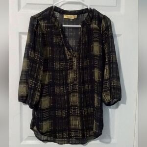 Princess Vera Wang Checkered Blouse - Black and Gold